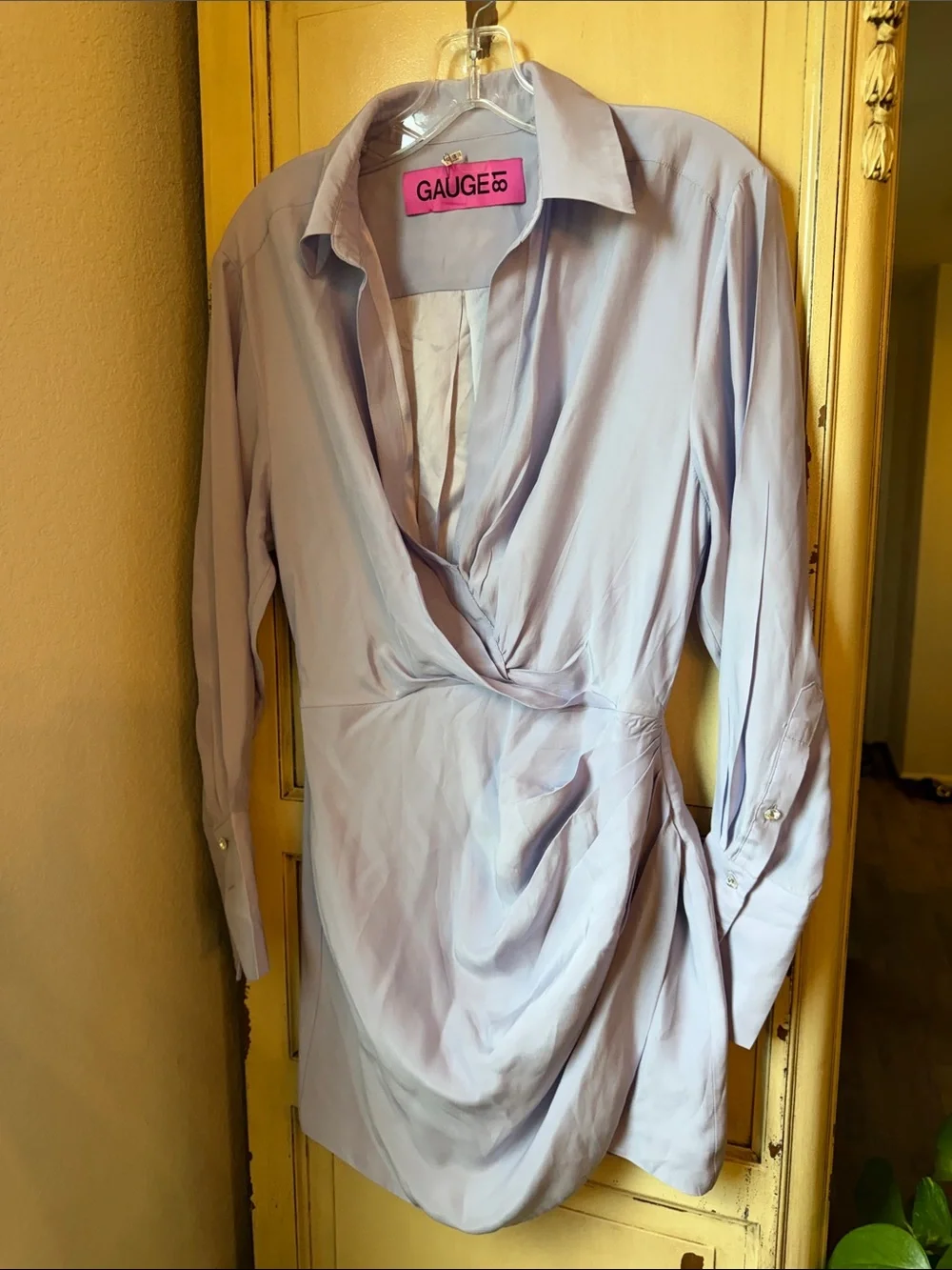Gauge81 Lavender Wrap Shirt Mini Dress - Picture 2 of 6